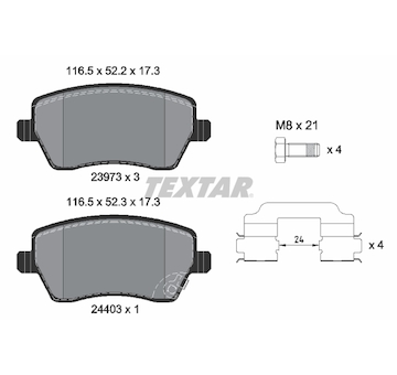 Sada brzdových destiček, kotoučová brzda TEXTAR 2397302