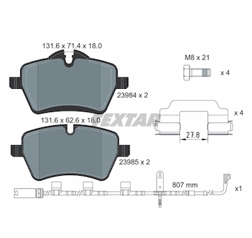 Sada brzdových destiček, kotoučová brzda Textar 2398407