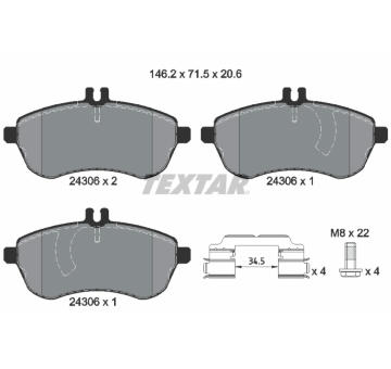 Sada brzdových destiček, kotoučová brzda TEXTAR 2430603