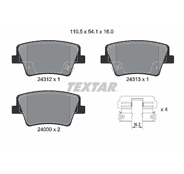 Sada brzdových destiček, kotoučová brzda TEXTAR 2431201