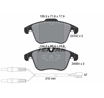 Sada brzdových destiček, kotoučová brzda TEXTAR 2433201