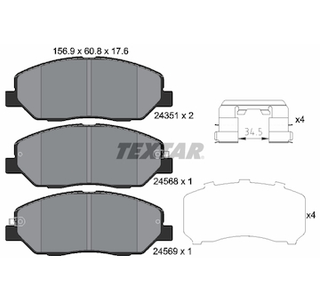 Sada brzdových destiček, kotoučová brzda TEXTAR 2435101