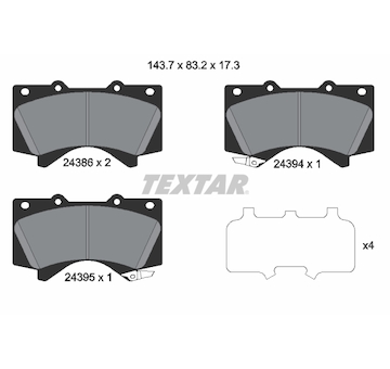 Sada brzdových destiček, kotoučová brzda TEXTAR 2438601