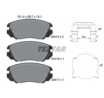 Sada brzdových destiček, kotoučová brzda TEXTAR 2441501