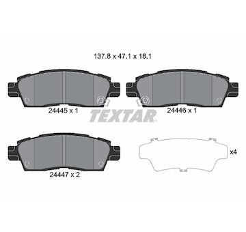 Sada brzdových destiček, kotoučová brzda TEXTAR 2444501