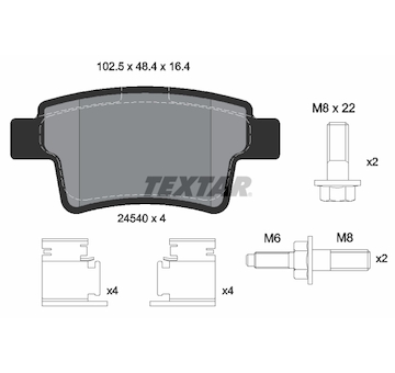 Sada brzdových destiček, kotoučová brzda TEXTAR 2454001