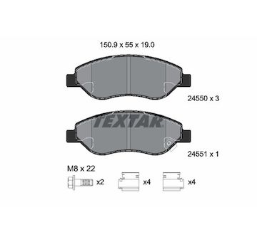 Sada brzdových destiček, kotoučová brzda TEXTAR 2455001