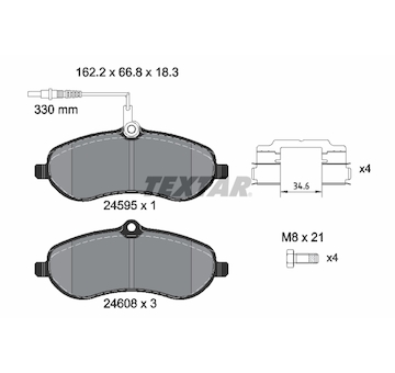 Sada brzdových destiček, kotoučová brzda Textar 2459501
