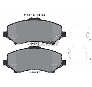 Sada brzdových destiček, kotoučová brzda TEXTAR 2460401