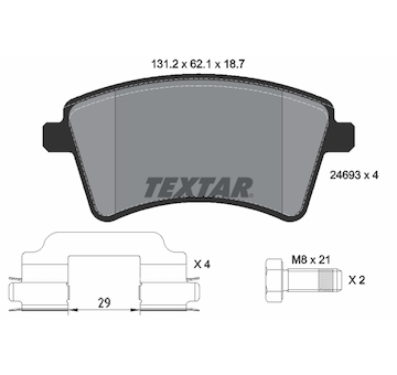 Sada brzdových destiček, kotoučová brzda Textar 2469301