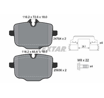 Sada brzdových destiček, kotoučová brzda TEXTAR 2470401
