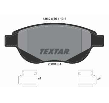 Sada brzdových destiček, kotoučová brzda TEXTAR 2509401