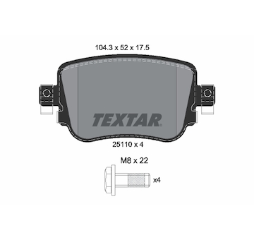 Sada brzdových destiček, kotoučová brzda TEXTAR 2511003