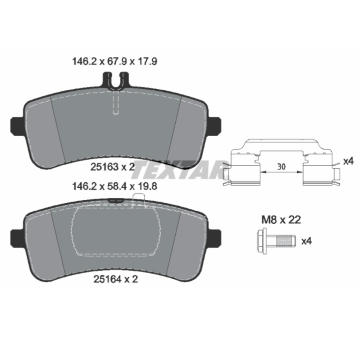 Sada brzdových destiček, kotoučová brzda TEXTAR 2516301