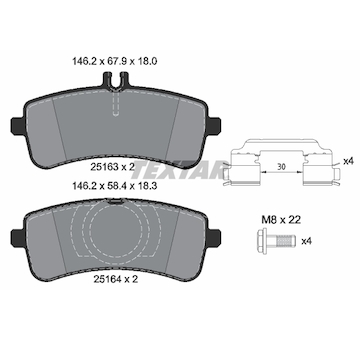 Sada brzdových destiček, kotoučová brzda TEXTAR 2516305