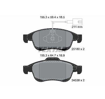 Sada brzdových destiček, kotoučová brzda TEXTAR 2518001