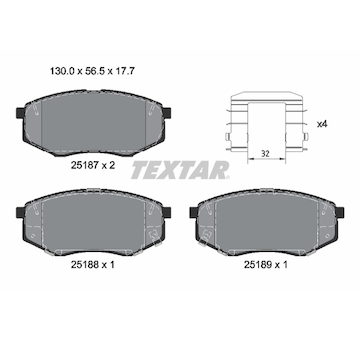 Sada brzdových destiček, kotoučová brzda TEXTAR 2518701