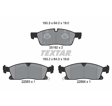Sada brzdových destiček, kotoučová brzda TEXTAR 2519209