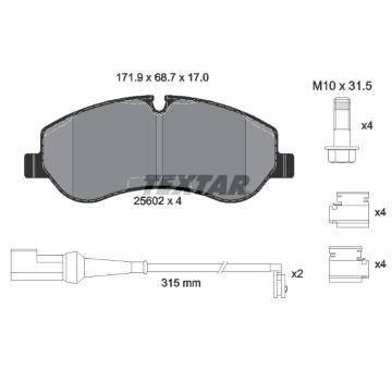 Sada brzdových platničiek kotúčovej brzdy TEXTAR 2560201