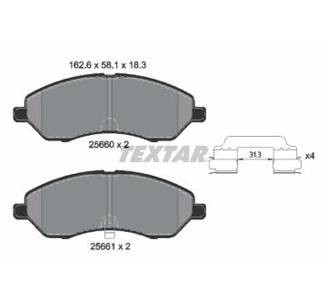 Sada brzdových destiček, kotoučová brzda TEXTAR 2566001