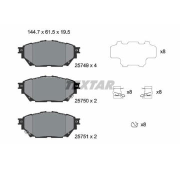 Sada brzdových destiček, kotoučová brzda TEXTAR 2574901