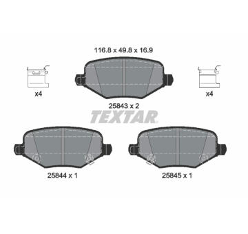 Sada brzdových destiček, kotoučová brzda TEXTAR 2584301