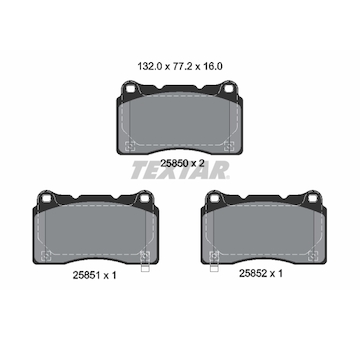 Sada brzdových destiček, kotoučová brzda TEXTAR 2585001