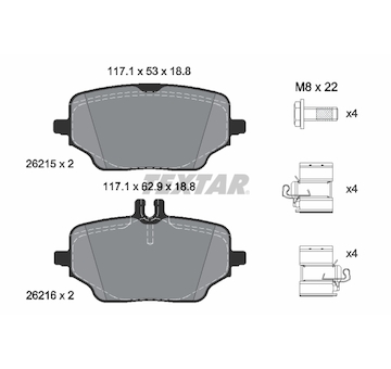 Sada brzdových destiček, kotoučová brzda TEXTAR 2621501