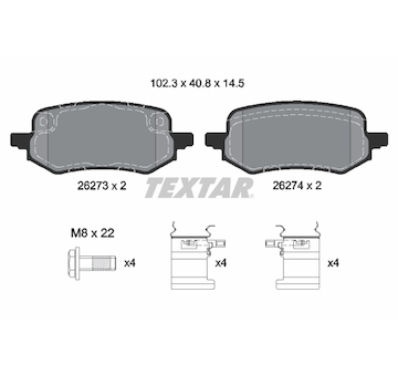 Sada brzdových destiček, kotoučová brzda TEXTAR 2627301