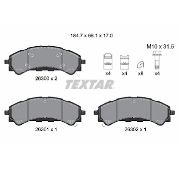 Sada brzdových destiček, kotoučová brzda TEXTAR 2630001