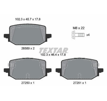Sada brzdových destiček, kotoučová brzda TEXTAR 2658903