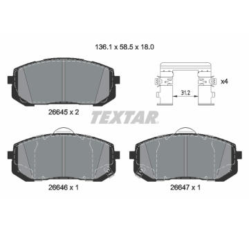 Sada brzdových destiček, kotoučová brzda TEXTAR 2664501