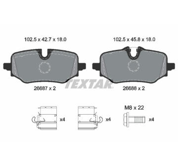Sada brzdových destiček, kotoučová brzda TEXTAR 2668701