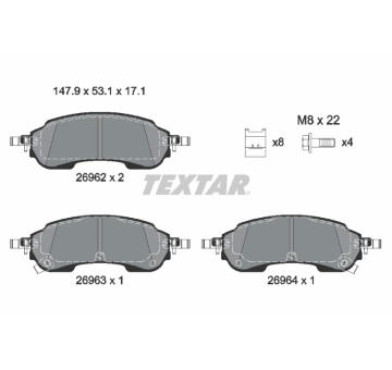Sada brzdových destiček, kotoučová brzda TEXTAR 2696201