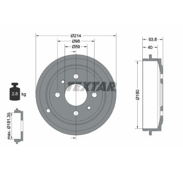 Brzdový buben TEXTAR 94014800