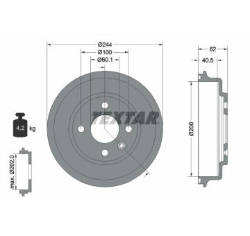 Brzdový buben Textar 94036900