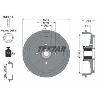 Brzdový buben TEXTAR 94037900