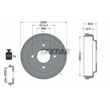 Brzdový buben TEXTAR 94039800