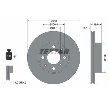 Brzdový kotouč TEXTAR 92046200