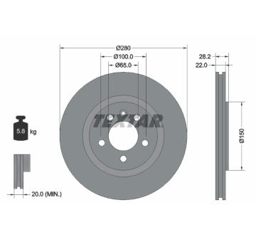 Brzdový kotouč TEXTAR 92057100