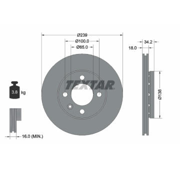 Brzdový kotouč TEXTAR 92072003
