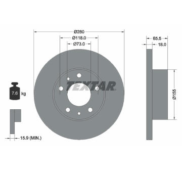 Brzdový kotouč TEXTAR 92073703