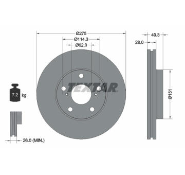 Brzdový kotouč TEXTAR 92077703