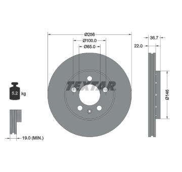 Brzdový kotouč TEXTAR 92082205