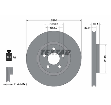 Brzdový kotouč TEXTAR 92108505