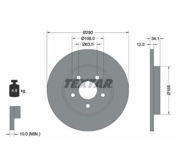 Brzdový kotouč TEXTAR 92109703