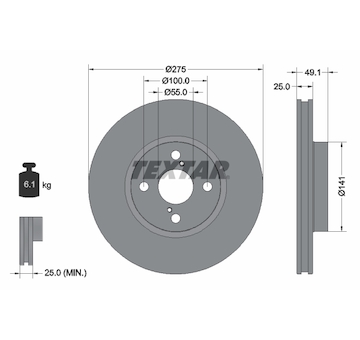 Brzdový kotouč TEXTAR 92126003
