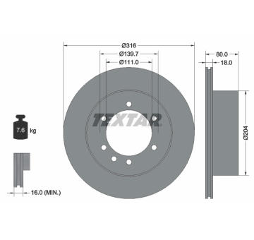 Brzdový kotouč TEXTAR 92129900