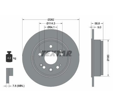 Brzdový kotouč TEXTAR 92165703