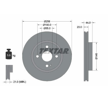Brzdový kotouč TEXTAR 92166803